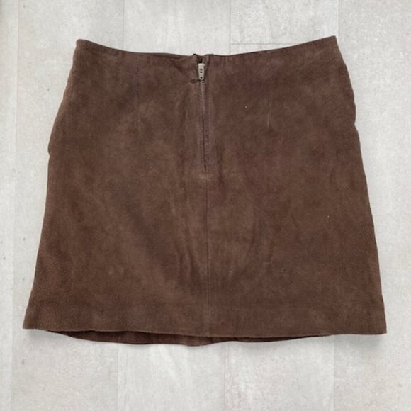 BLANK NYC Chocolate Souffle Brown 100% Suede Leather Wrap Mini Skirt Sz 26 - Picture 7 of 13